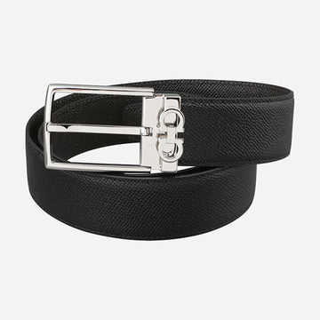 SALVATORE FERRAGAMO 5F Ganci Double-Sided Gürtel Schwarz Dunkelbraun 67A037 708206 149730474