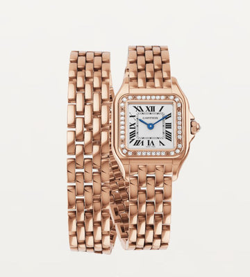 CARTIER 18k Panther Diamant 18K Gold Double Bracelet Uhr 12523 149668396
