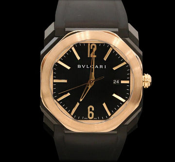 BULGARI オクト ローズゴールド ケース ラバーバンド ブラック 41MM 7792474869 149961575
