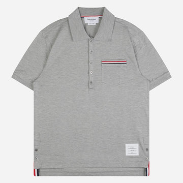 THOM BROWNE 5F スリーストライプ ポケット PK シャツ グレー 01455 055 149961840