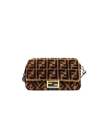 Fendi Brown Shearling Baguette Bag 44171 149984279