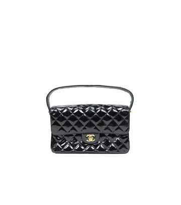 CHANEL ブラックパテントキルティングCCリバーシブルショルダーバッグ44164 149984281