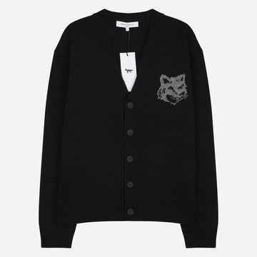 MAISON KITSUNE Weißer Merino-Kardigan mit Fox-Head-Intarsie 149996700