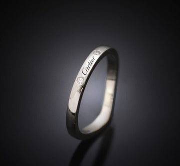 Cartier Ballerina Wedding Band Platinum Diamond 3P Size 48 2MM 7241677532 75683733