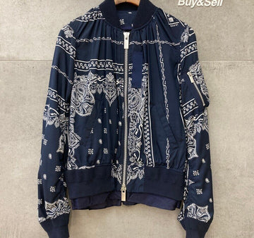 SACAI Damen Bandana-Muster Bomberjacke Navy C040701 148409573