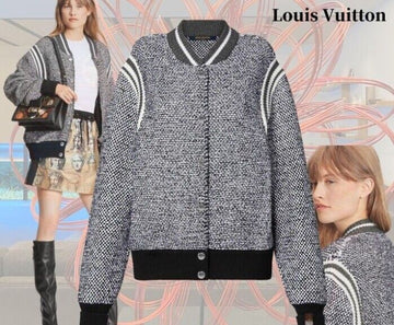Louis Vuitton Women's Tweed Bomber Jacket Gray 1A9BAGE040506 148409425