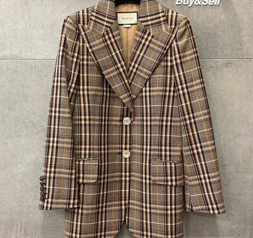 GUCCI Woll-Check-Einreiher-Jacke 493155F021618 148409473