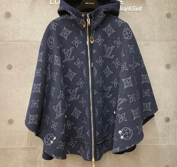 LOUIS VUITTON Reversible Monogram Cape Coat Navy 1A9L4WF102703 150069693