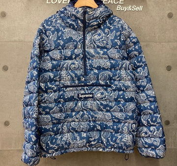 SUPREME Mikrodaunen-Half-Zip-Pullover Padding Paisley Blau H111802 149123575