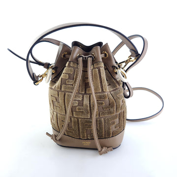 FENDI Velours FF Montrezzo Bucket Bag Tote Bag Crossbody 8BS093 12711 150293178