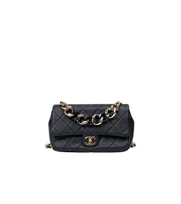 CHANEL Black Leather Flap Chain Shoulder Bag 43466 150467028
