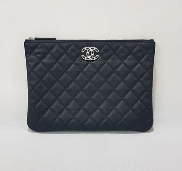 CHANEL Black Caviar New CC Logo Clutch Bag AP3721 150535014