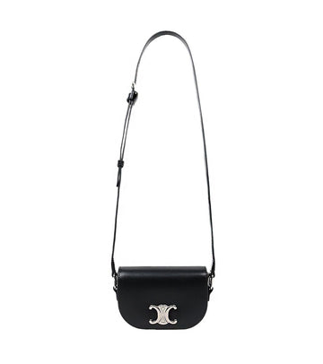 CELINE Schwarze Leder Trio-Pe Flap Crossbody 45582 150541136