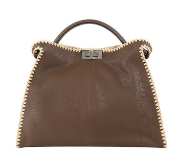 Fendi 8BN304 Peekaboo X-Lite Large Tote Bag Brown Silver 7682063954 141878451