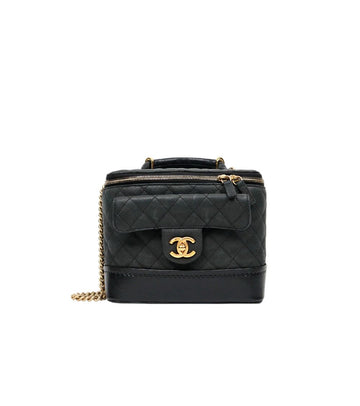 CHANEL Black Caviar Globe Trotter Vanity Chain Shoulder Bag 46348 151111049