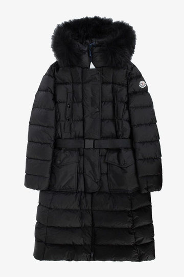 MONCLER KHLOE フード ブラックパー シアリング ロング ダウン パディング ジャケット 1C00023 5968E 999 1481 139105037