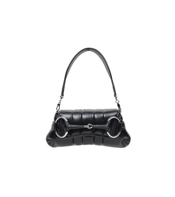 Gucci Black Leather Horsebit Shoulder Bag 46276 151283784