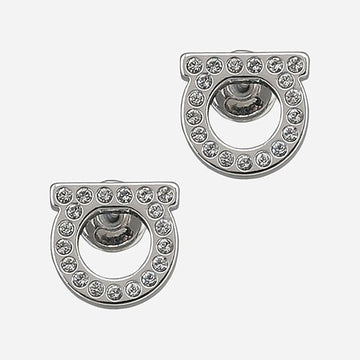 SALVATORE FERRAGAMO 6S Gancini Crystal Ohrringe Silber 760123 696577 151475699