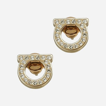 SALVATORE FERRAGAMO 6S Gancini Kristall Ohrringe Gold 760123 696576 151475713
