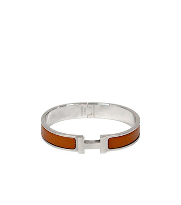 HERMES Braunes Klikk-Ach Silberarmband 48214 151478524