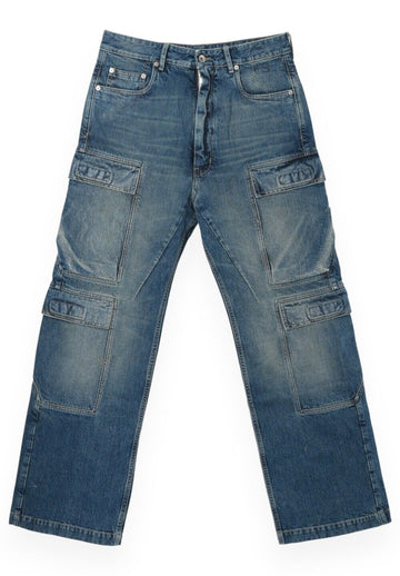 RICK OWENS Washed Indigo Denim Double Cargo Jeans DWB 06 130793333