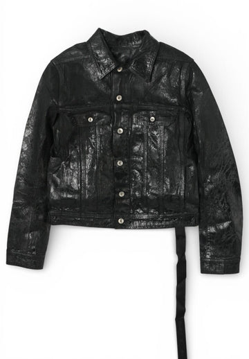 Rick Owens DRKSHDW Mega Crush Black Denim Slim Trucker Jacket DU02D2751 BMC 09 119024212