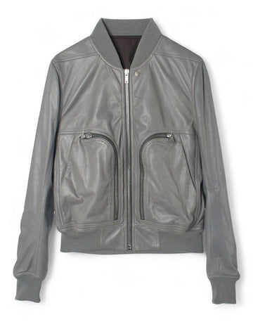 RICK OWENS Waxy Lamb Leder BAUHAUS Flightjacke gewaschen Indigo 06 RU02E1749 147376322