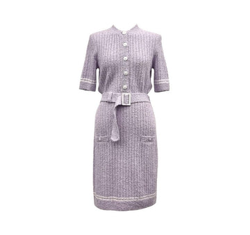 CHANEL P72176 Kleid aus Strick mit Gürtel Light Purple 101309 151516002