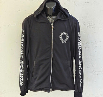 CHROME HEARTS Hufeisen-Buchstaben Kapuzen-Trackjacke Schwarz 151644265