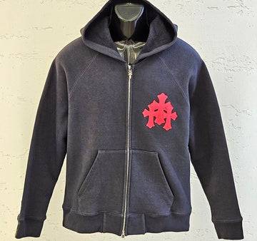 CHROME HEARTS ペーパーイヤム レザー パッチ フード ジャケット ネイビー B1213C160 151644281