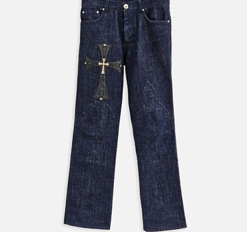CHROME HEARTS レザー シルバー パッチ ビッグプレイ デニム B1103C018 151516230