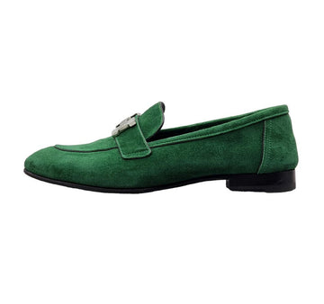 HERMES Loafer aus Wildleder Grün 53808580