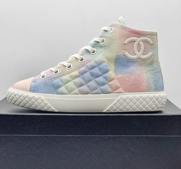 CHANEL Unused CC Logo Multicolor High-Top Sneakers 51342013