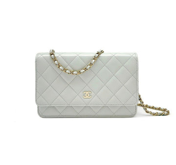 CHANEL WOC klassisches Kettenportemonnaie Lammleder Grau B1231K387 151516937