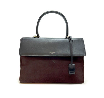 SAINT LAURENT トップハンドルトートバッグ スウェード バーガンディ A110909 151517061