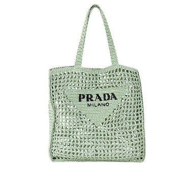 PRADA 1BG393 Rafia Häkel Tote Bag Mint 7284123264 79673543