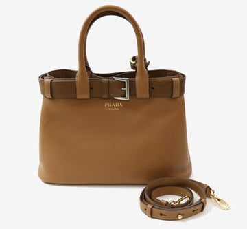 PRADA 1BA434 バックルレザー ミディアム トートバッグ ブラウン 7709551640 144746882