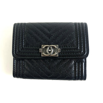 CHANEL ボーイ シェブロン キャビア フラップ カードケース A84311 13028 151842230
