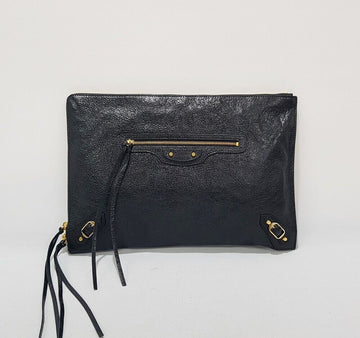 Balenciaga Classic Motor Gold Accented Clutch Bag 59291347