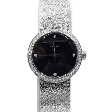 Dior CD047111J La D De Black Dial Bezel Diamond 25MM Steel Quartz Women's Watch 152314448