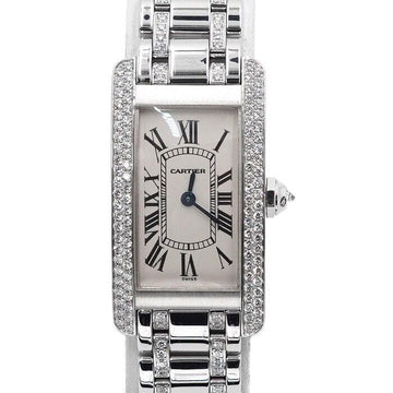 CARTIER タンクアメリカンスモール 18Kホワイトゴールド ダイヤクォーツ レディースウォッチ 59077 152314446