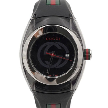 GUCCI ブラック SYNC インターロッキング ラバー 36MM ユニセックス クォーツ ウォッチ 55977 152314455