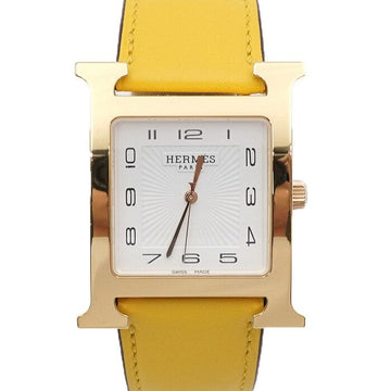 HERMES HH1801 H OUR Hアワー金メッキカーフスキンレザーバンドクォーツ34MMラージユニセックス時計aa56739 152314471