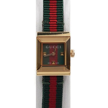 Gucci YA128529 1285 Gold-Plated G Frame Three-Line Leather Double-Strap Women's Watch 128.5 152314479