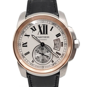 CARTIER W7100039 18Kゴールドコンビ カリブル ド 42mm ラージ オートマティック レザー バンド メンズ 時計 152314524