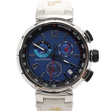 Louis Vuitton Chrono Blue Dial 44MM Quartz Leather Band Men's Watch 152314536