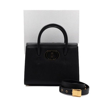 DIOR ブラックグレインカーフスキン30モンテーニュSt Honoreサントノレカバミディアムトートバッグ兼ショルダーバッグ aa60858 152314696