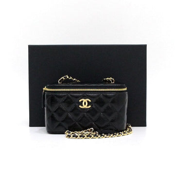 CHANEL Black Shiny Calfskin Vanity Bag with Gold CC Chain Shoulder Bag and Crossbody Bag AP4266 152314784