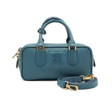 Miu Miu Blue Leather Arcadia Regular Tote Bag and Shoulder Bag 5BB142 152314890
