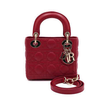 DIOR Mini-Handtasche aus rotem Lammleder mit goldenen Beschlägen 44500 LADY 152314907